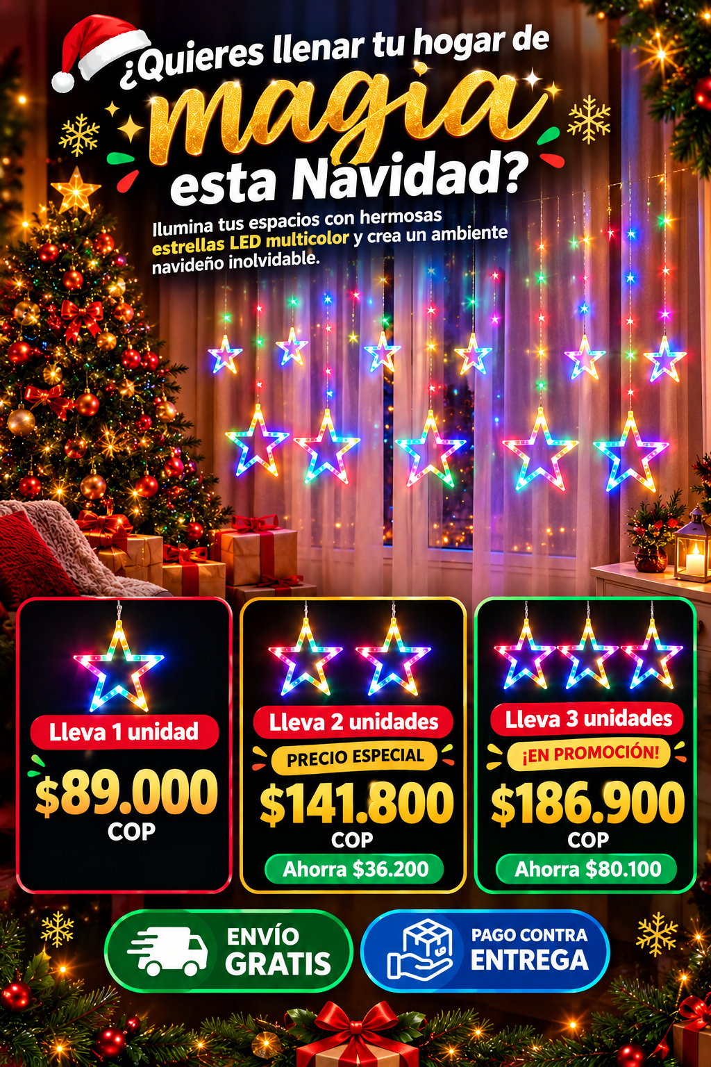 PROMO Cascada de estrella navideña LED