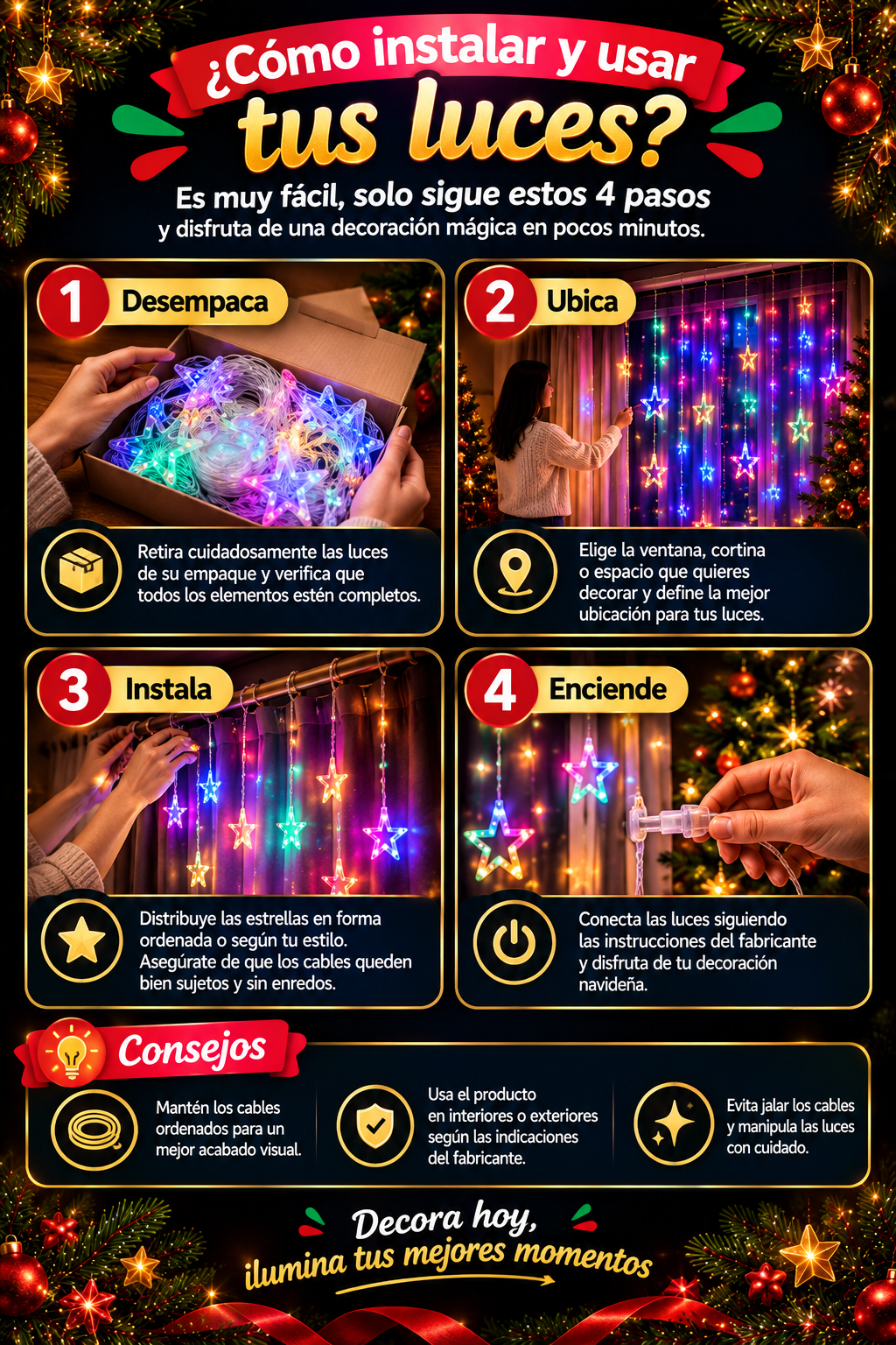 PROMO Cascada de estrella navideña LED