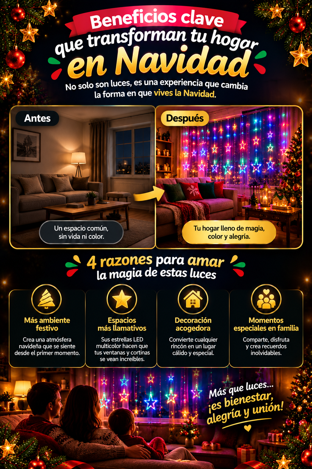 PROMO Cascada de estrella navideña LED