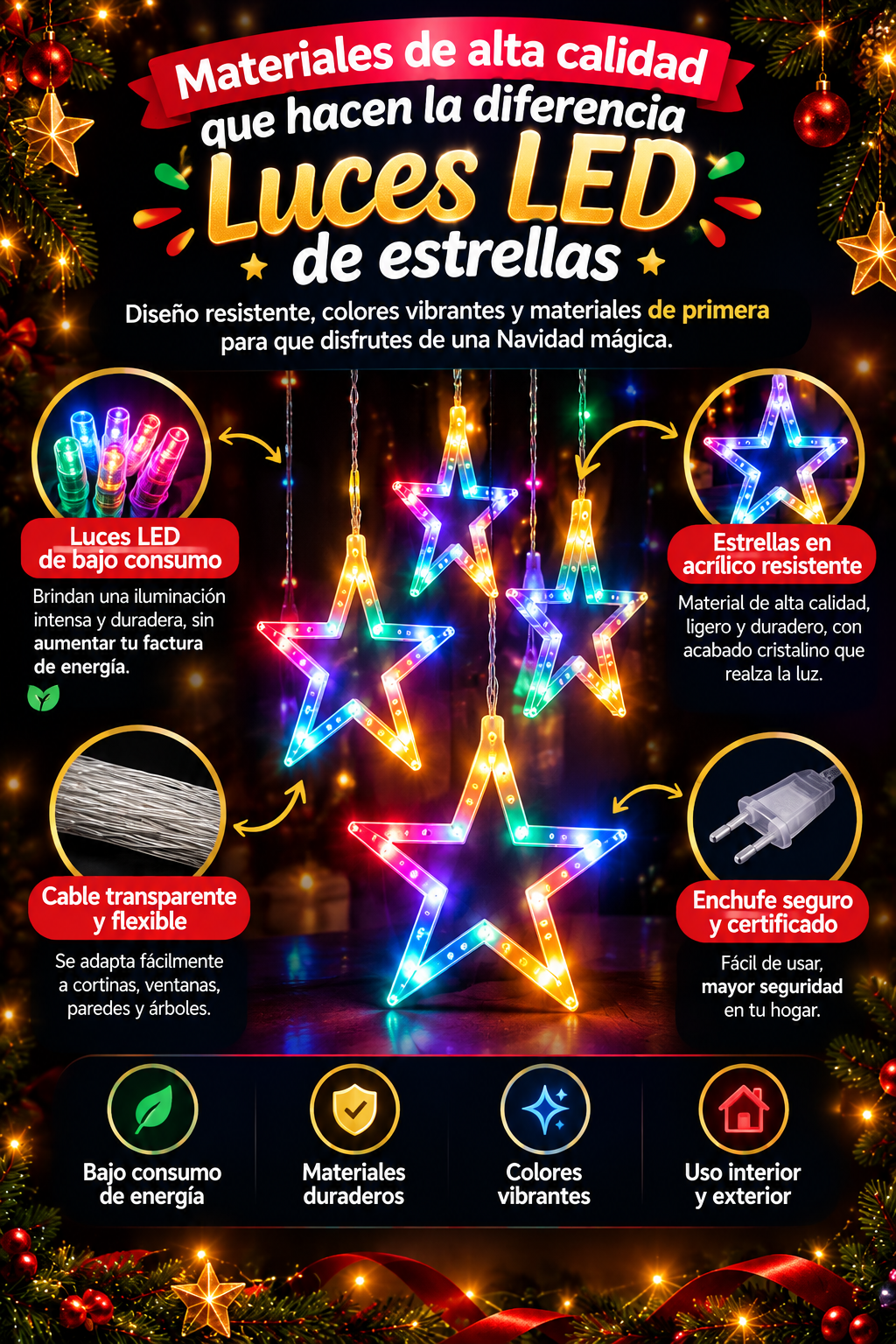 PROMO Cascada de estrella navideña LED