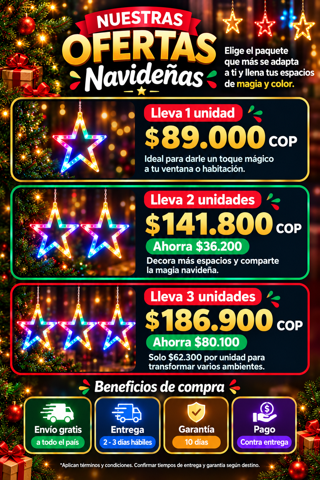 PROMO Cascada de estrella navideña LED