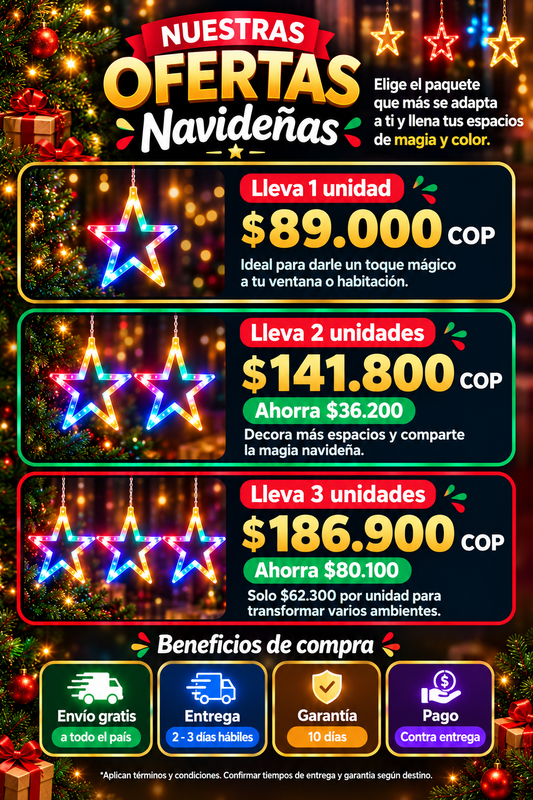 PROMO Cascada de estrella navideña LED